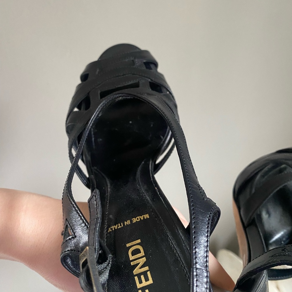 FENDI spuntata cuoietto nero heels sandal black Size 37 - Picture 11 of 16